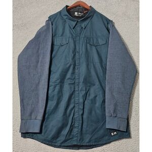 Ride Snowboard Blue Long Sleeve Snap Button Mesh Lined Shirt Jacket Size‎ XL